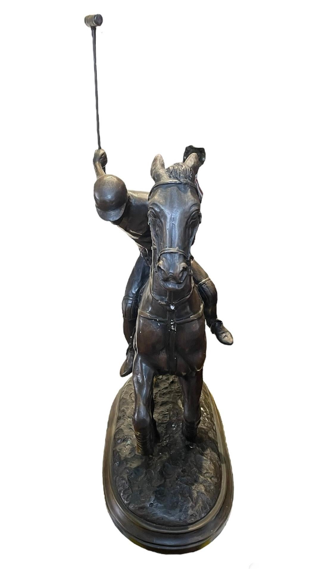 Polo Player Riding Pony Bronze Sculpture 2