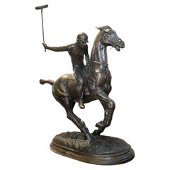 Polo Player Riding Pony Bronze Sculpture