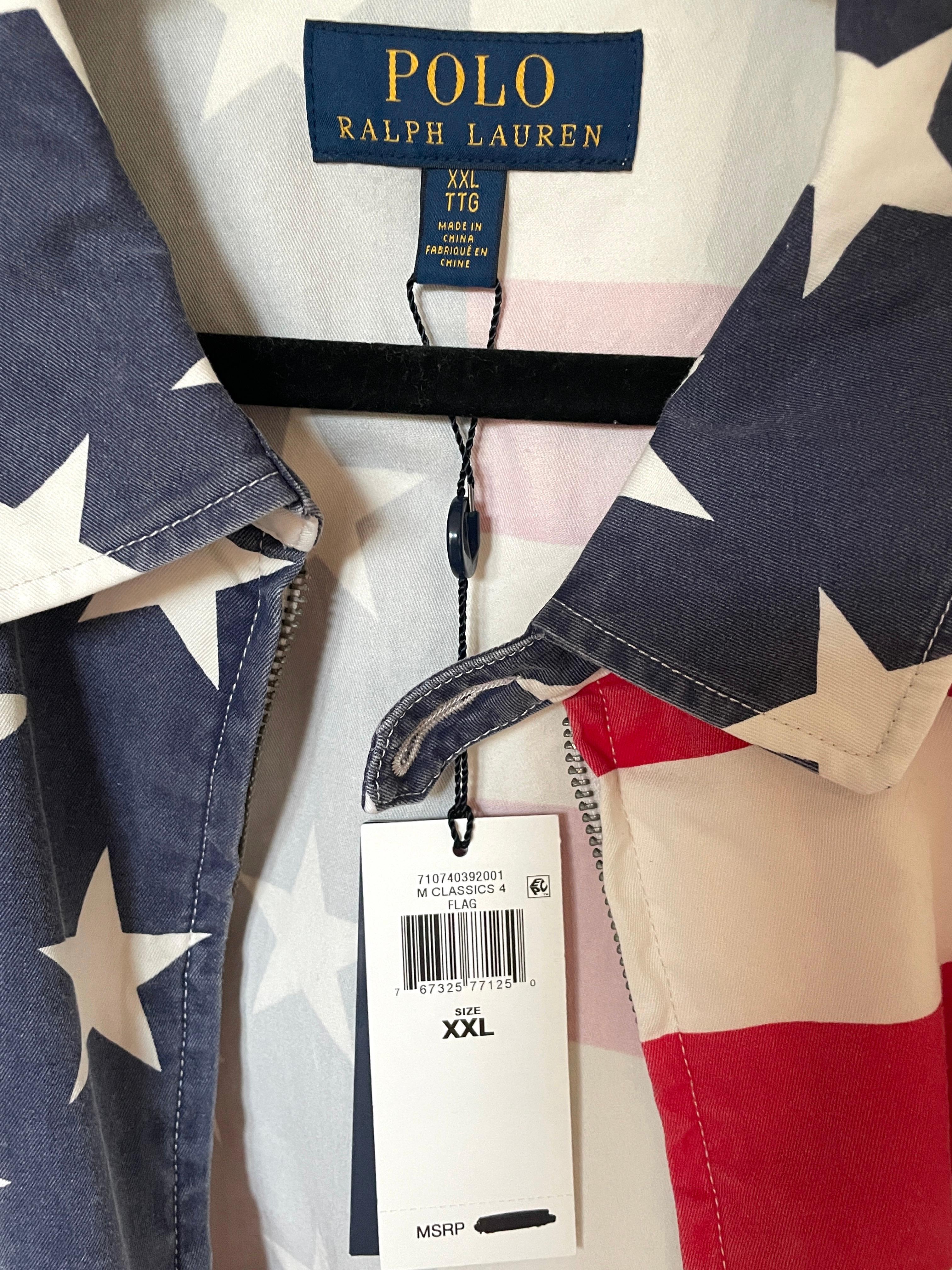 Polo Ralph Lauren American Flag Zip Front Windbreaker Jacket 
NWT 
Sz XXL
Chest 54
