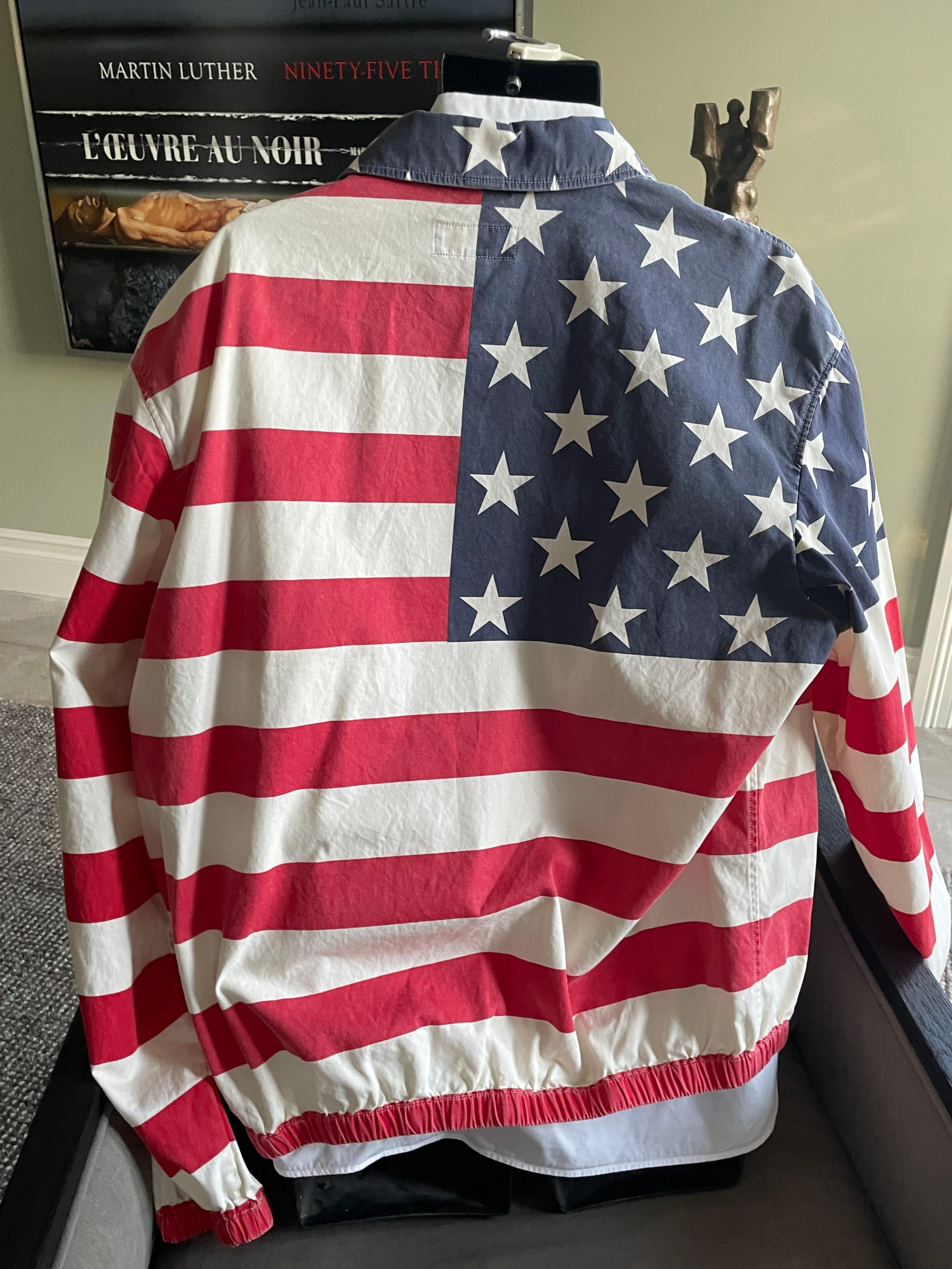 Polo Ralph Lauren American Flag Zip Front Windbreaker Jacket  XXL New In New Condition In Cloverdale, CA