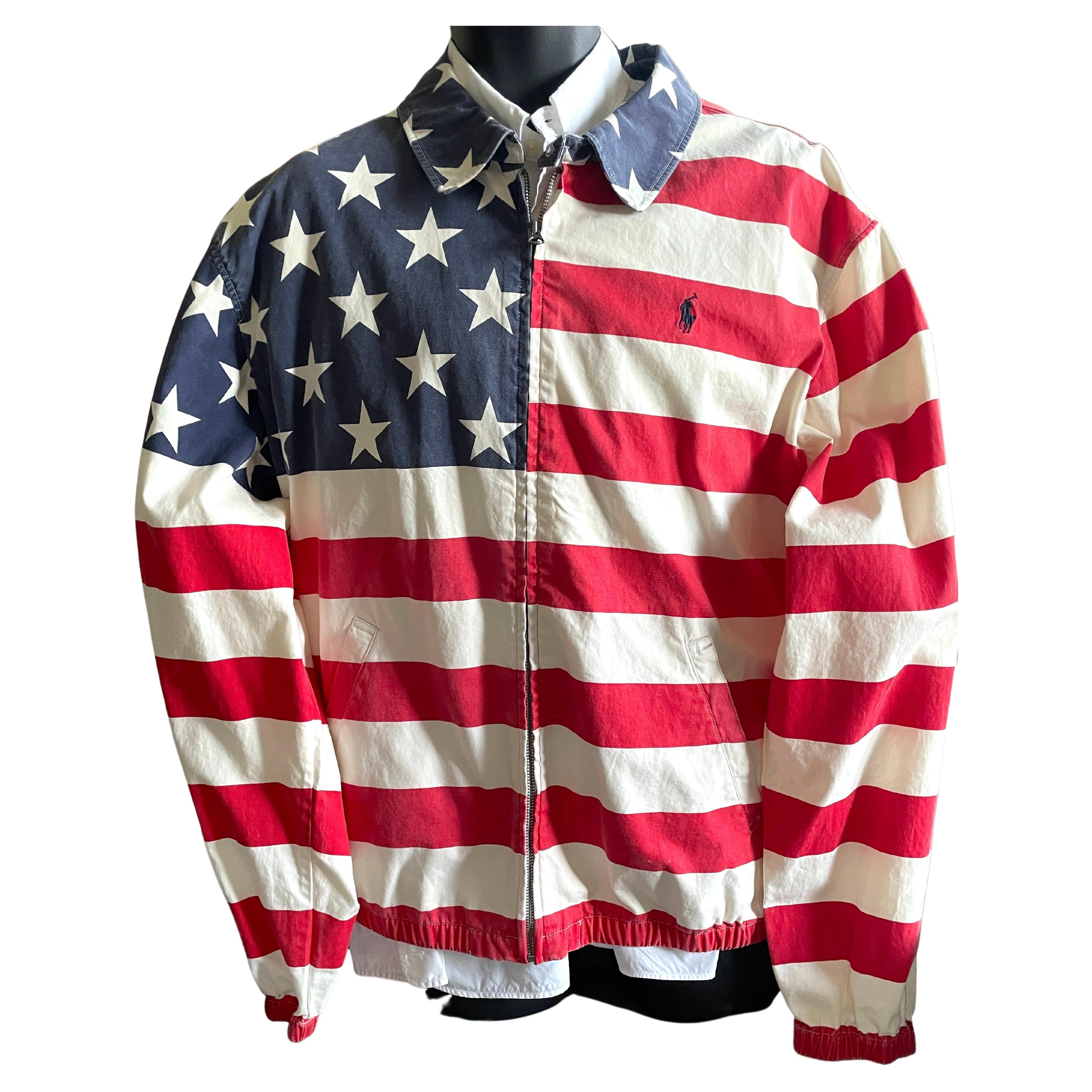 Polo Ralph Lauren American Flag Zip Front Windbreaker Jacket  XXL New