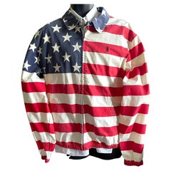 Retro Polo Ralph Lauren American Flag Zip Front Windbreaker Jacket  XXL New