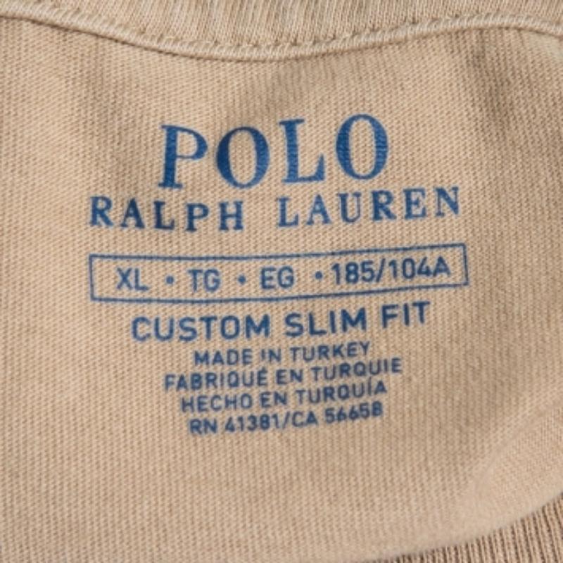 Beige Polo Ralph Lauren - Maglietta personalizzata slim fit in cotone beige XL in vendita