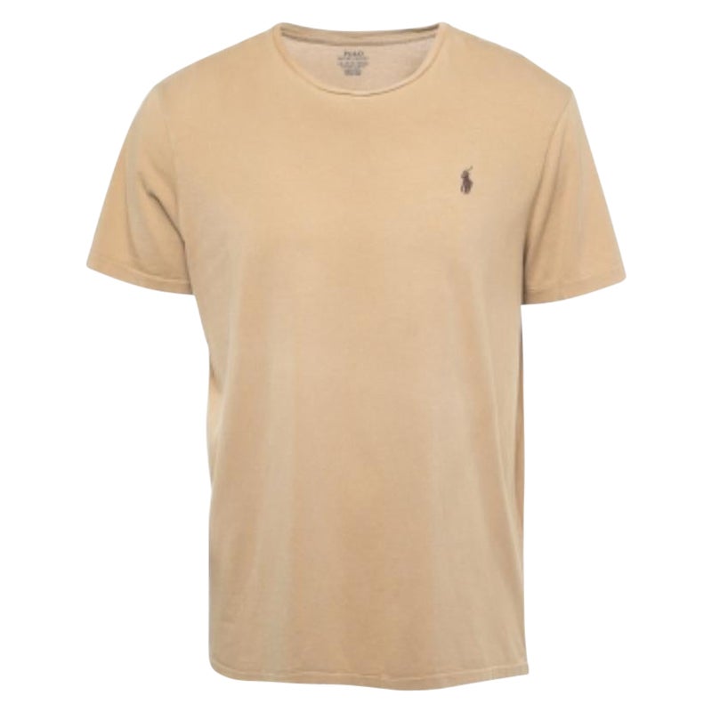 Polo Ralph Lauren - Maglietta personalizzata slim fit in cotone beige XL in vendita