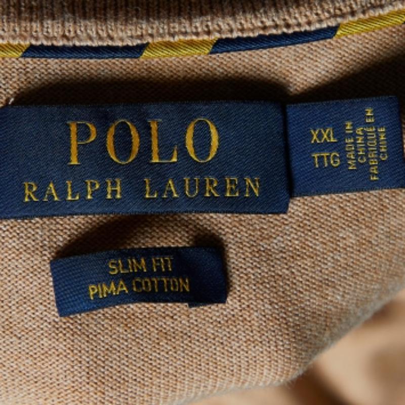 Polo Ralph Lauren - Maglia a maniche lunghe in cotone beige 2XL In condizioni buone in vendita a Dubai, Al Qouz 2