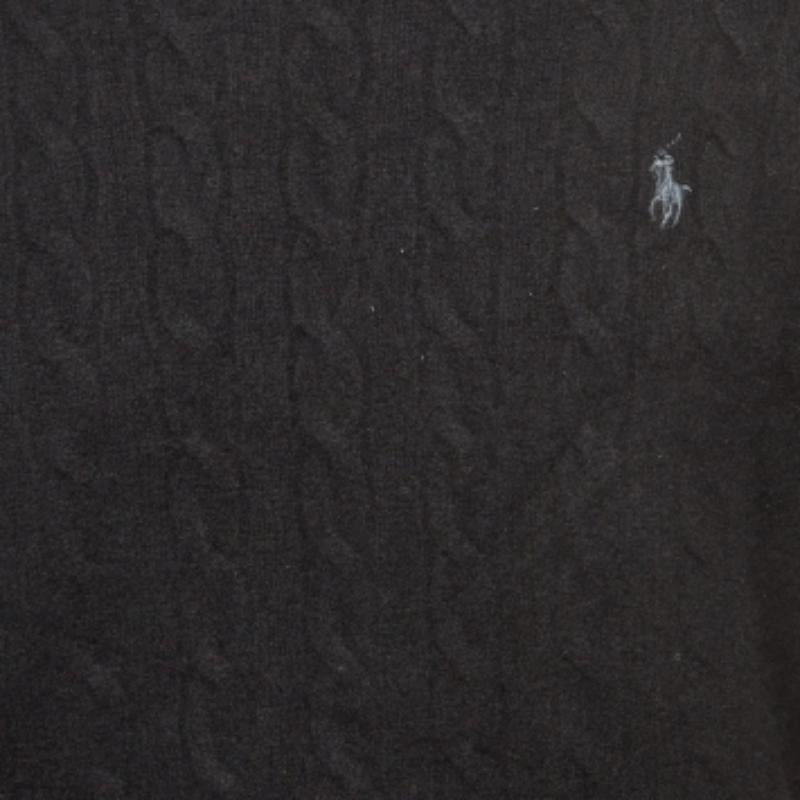Uomo Polo Ralph Lauren - Felpa girocollo a maglia a cavi neri XXL in vendita