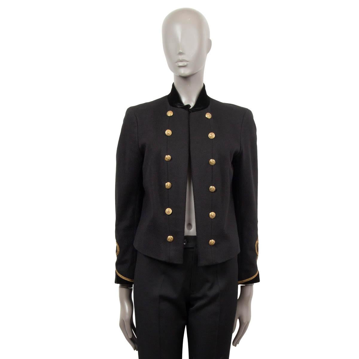 POLO RALPH LAUREN black cotton MILITARY Blazer Jacket 8 S In Excellent Condition In Zürich, CH