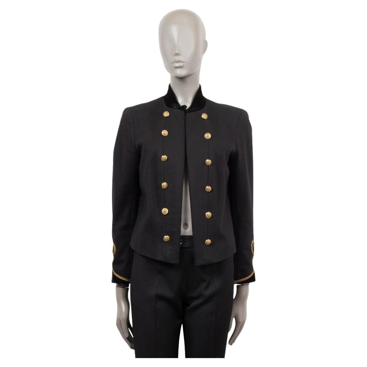 POLO RALPH LAUREN black cotton MILITARY Blazer Jacket 8 S