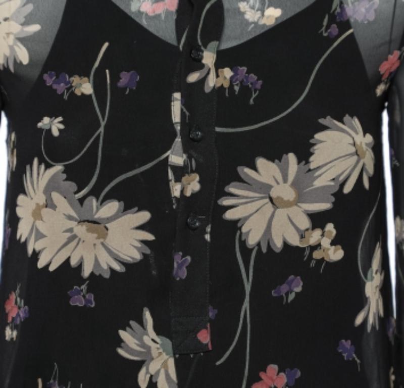 Polo Ralph Lauren Schwarze bedruckte Chiffon-Tunika mit Blumendruck M im Zustand „Gut“ im Angebot in Dubai, Al Qouz 2