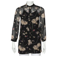 Polo Ralph Lauren Schwarze bedruckte Chiffon-Tunika mit Blumendruck M