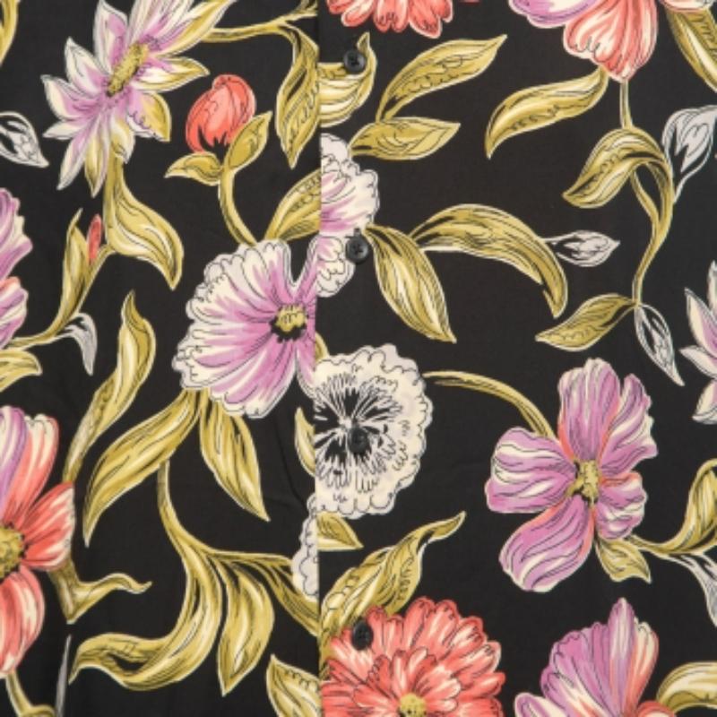 Nero Polo Ralph Lauren - Camicia a maniche corte in rayon con stampa floreale nera L. in vendita