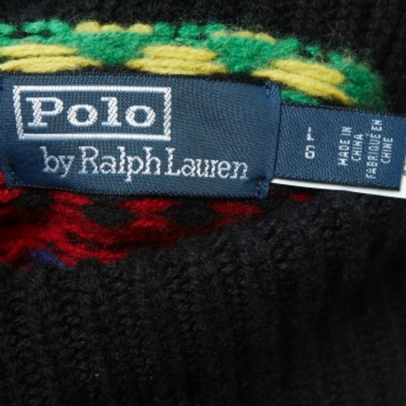 Polo Ralph Lauren Jersey de punto con dibujo nórdico negro L Negro en venta
