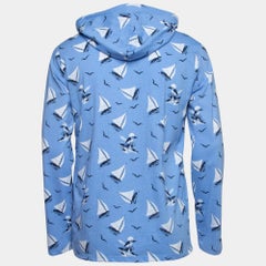 Polo Ralph Lauren Blue All-Over Yacht Print Cotton Hooded Sweatshirt S