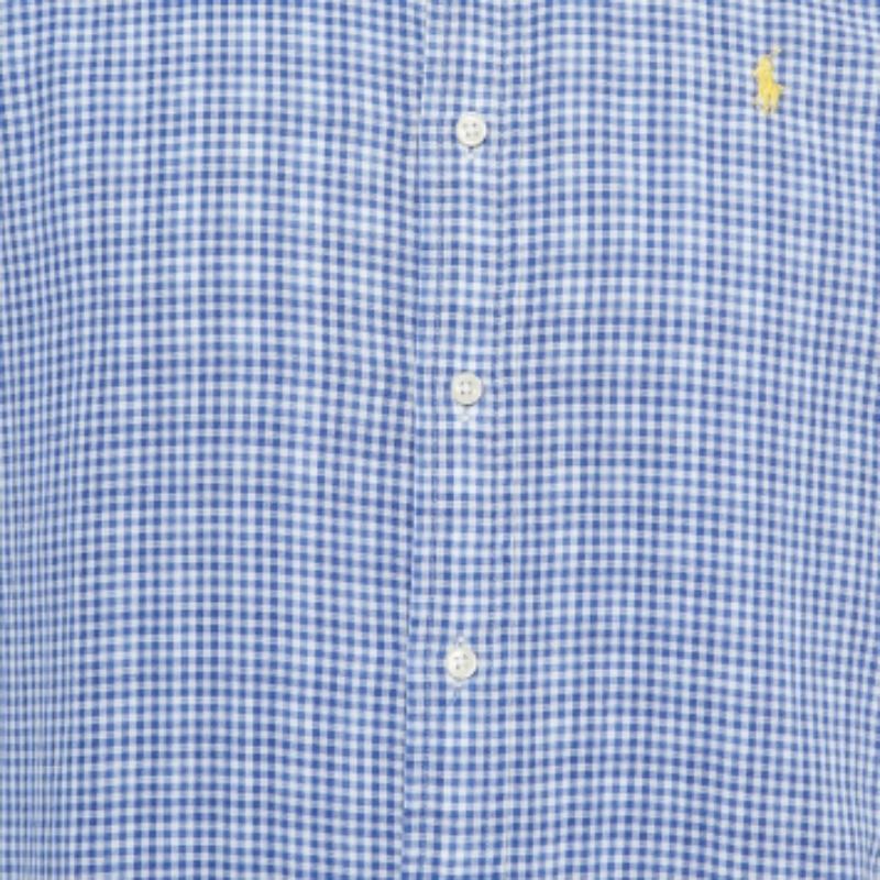 Polo Ralph Lauren - Camicia a quadri blu in cotone con bottoni, taglia S In condizioni buone in vendita a Dubai, Al Qouz 2
