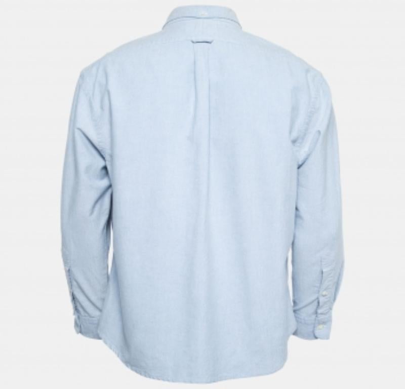 Uomo Polo Ralph Lauren - Camicia slim in cotone blu con bottoni XL in vendita