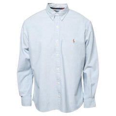 Polo Ralph Lauren - Camicia slim in cotone blu con bottoni XL