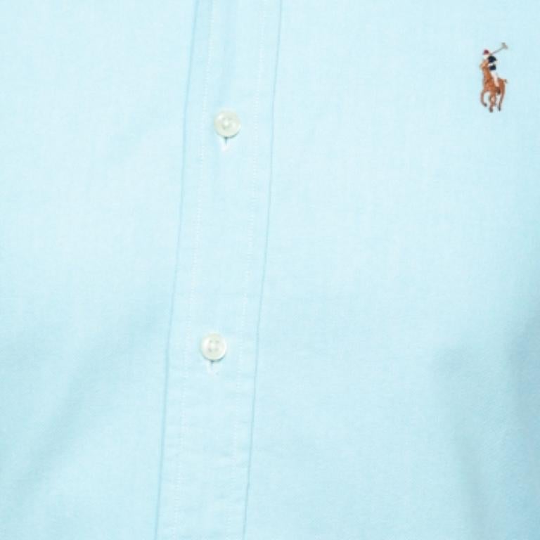 Polo Ralph Lauren Camicia a maniche lunghe in cotone blu S In condizioni buone in vendita a Dubai, Al Qouz 2