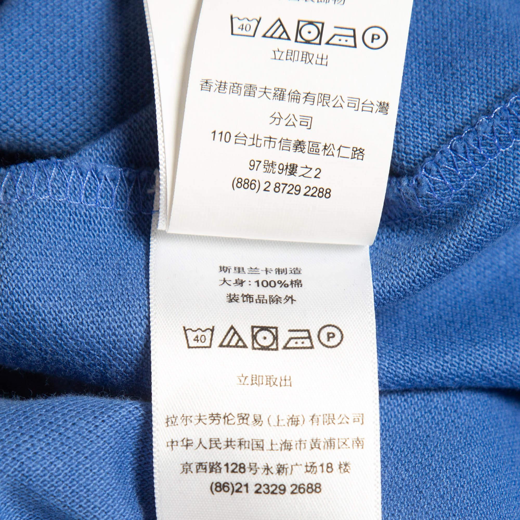 Uomo Polo Ralph Lauren Maglietta in cotone ricamata blu T S in vendita