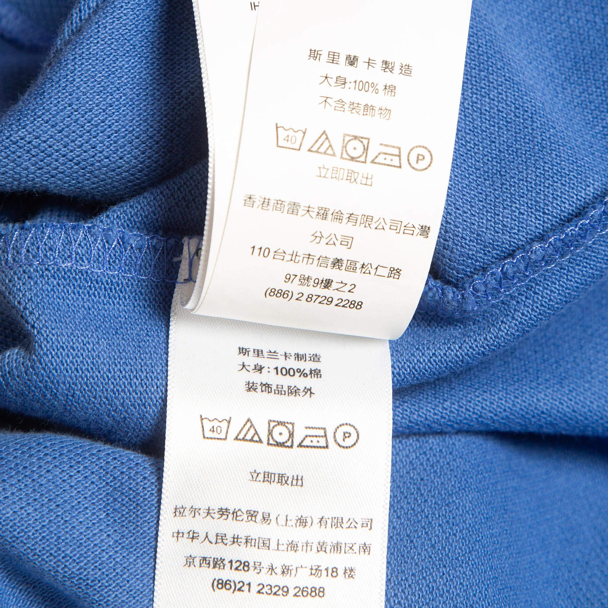 Polo Ralph Lauren Maglietta in cotone ricamata blu T S in vendita 1
