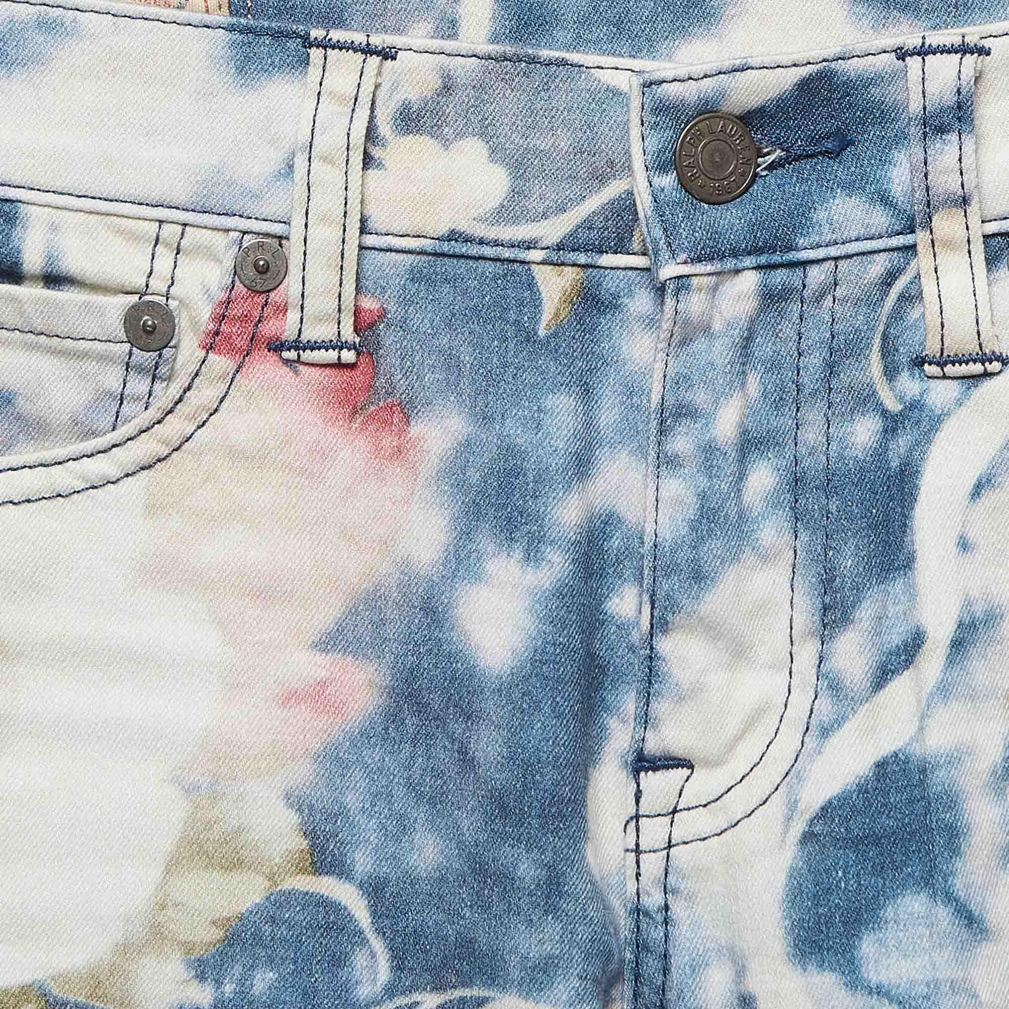 Grigio Polo Ralph Lauren - Jeans in denim stretch con stampa floreale blu - Vita 27