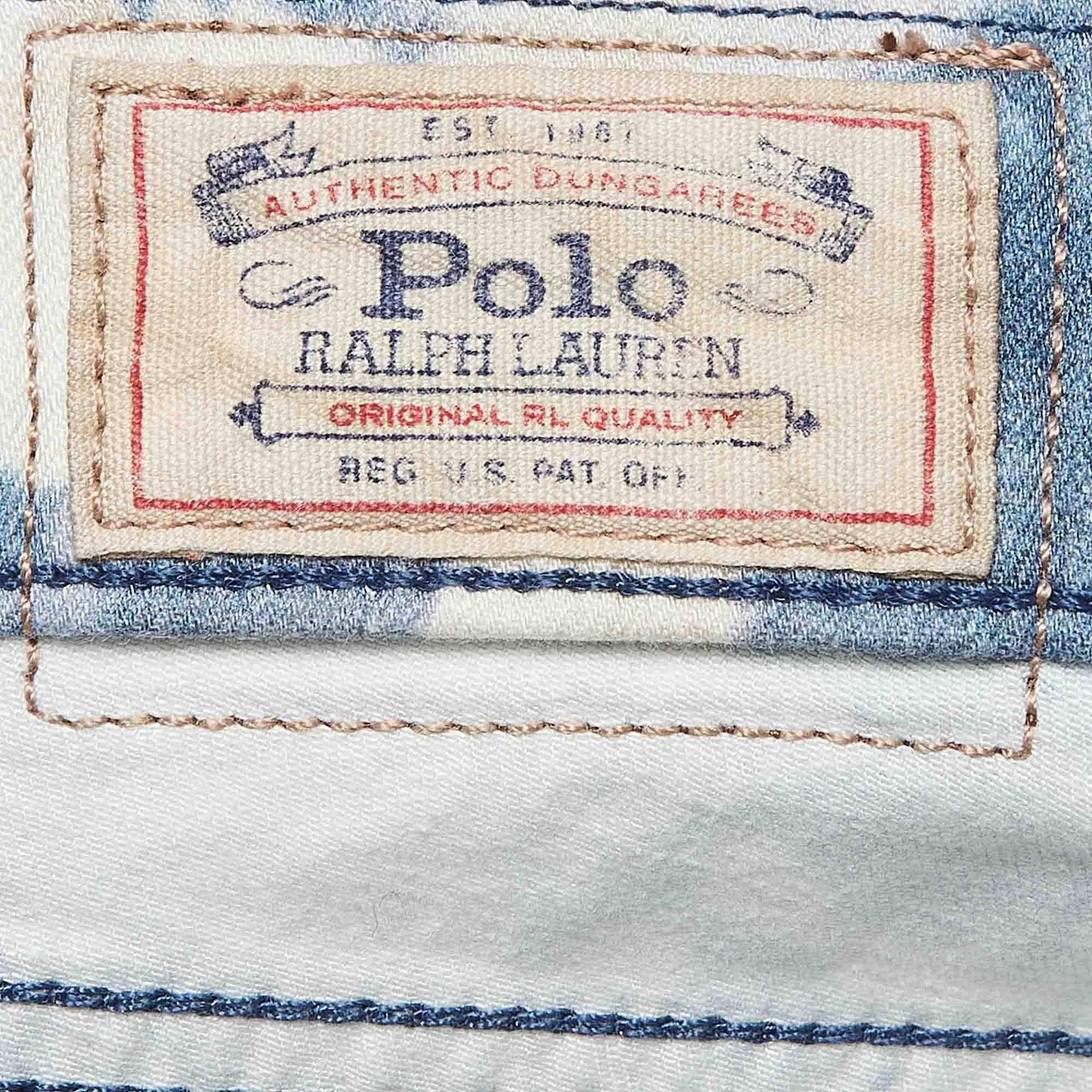Donna Polo Ralph Lauren - Jeans in denim stretch con stampa floreale blu - Vita 27