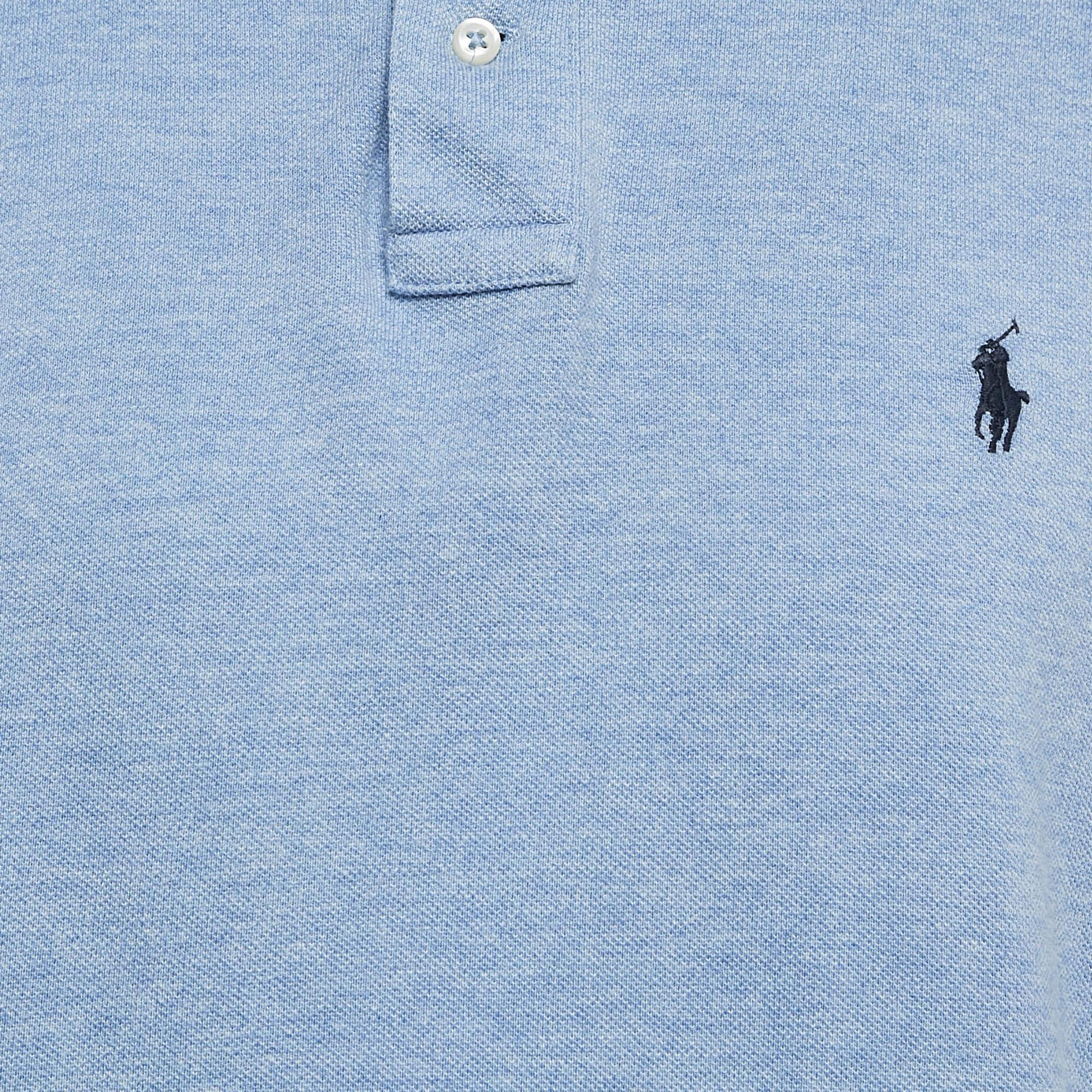 Polo Ralph Lauren Blaues Logo besticktes Baumwoll-Polo-T-Shirt aus Baumwolle XL im Zustand „Relativ gut“ im Angebot in Dubai, Al Qouz 2
