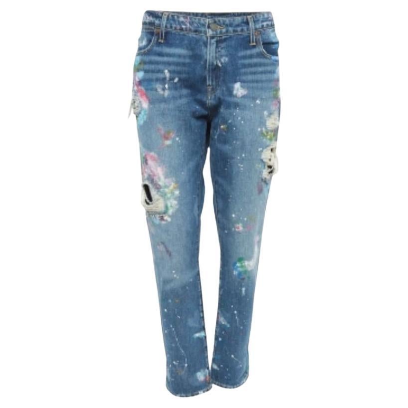 Polo Ralph Lauren Vaqueros Estampados Azul Astor Slim Boyfriend L Cintura 32 en venta