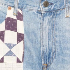 Polo Ralph Lauren Blue Patchwork Denim Avery Boyfriend Jeans S/Waist 32"