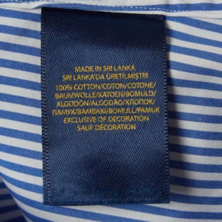 Polo Ralph Lauren - Camicia in cotone gessato blu con vestibilità personalizzata L.L.A. In condizioni buone in vendita a Dubai, Al Qouz 2