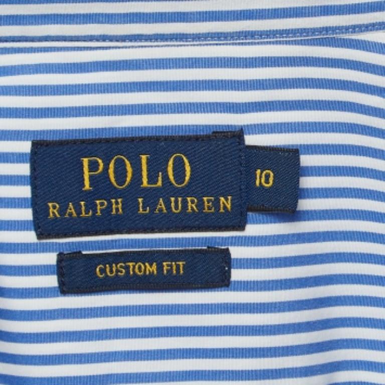 Donna Polo Ralph Lauren - Camicia in cotone gessato blu con vestibilità personalizzata L.L.A. in vendita