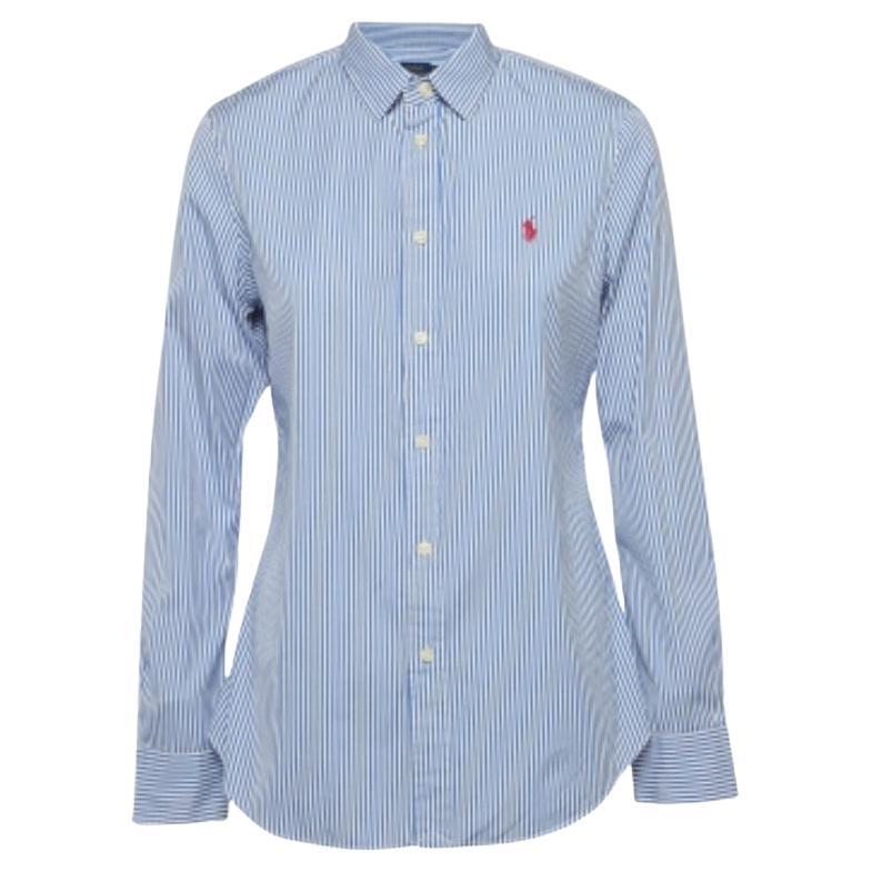 Polo Ralph Lauren - Camicia in cotone gessato blu con vestibilità personalizzata L.L.A.