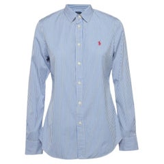 Polo Ralph Lauren - Camicia in cotone gessato blu con vestibilità personalizzata L.L.A.