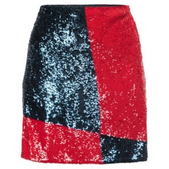 Used Polo Ralph Lauren Blue/Red Colorblock Sequined Mini Skirt S