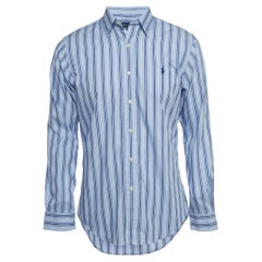 Polo Ralph Lauren Blau gestreiftes, Slim Fit Button Down-Hemd aus Baumwolle mit Streifen M