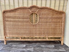 Polo Ralph Lauren Boho Coastal Style Wicker King Size Bed Headboard. Circa 1990s