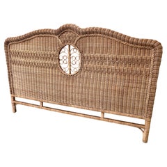 Polo Ralph Lauren Boho Coastal Style Wicker King Size Bed Headboard. Circa 1990s