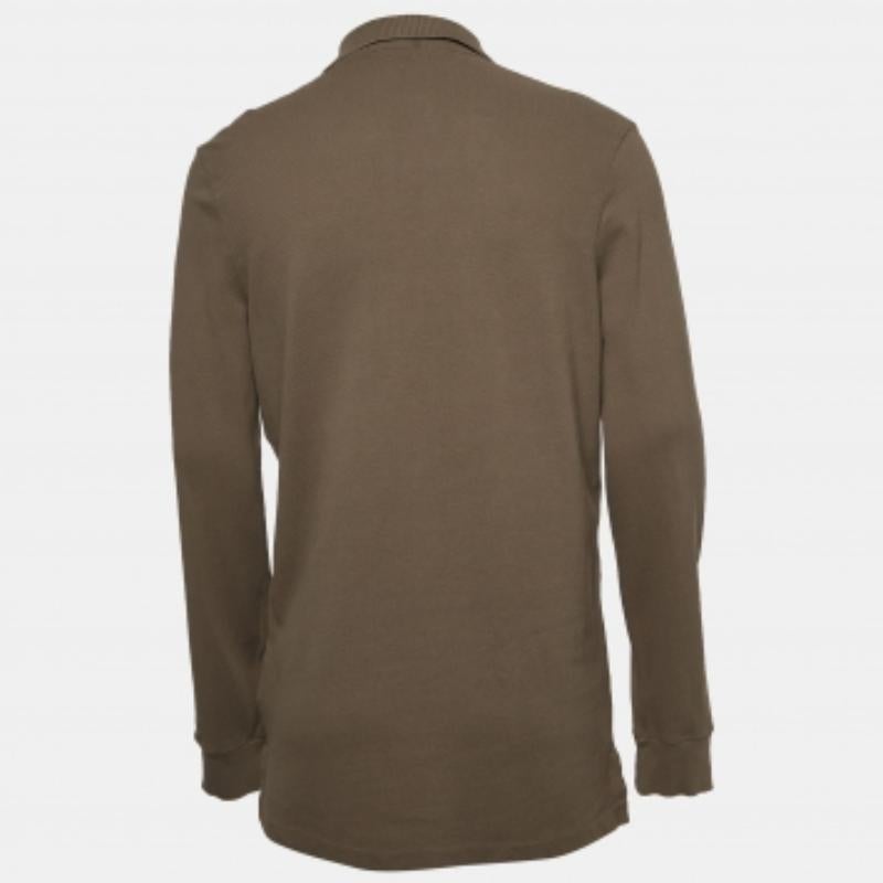 Polo Ralph Lauren Brown Cotone Piqué Manica Lunga M. T. I. In condizioni buone in vendita a Dubai, Al Qouz 2