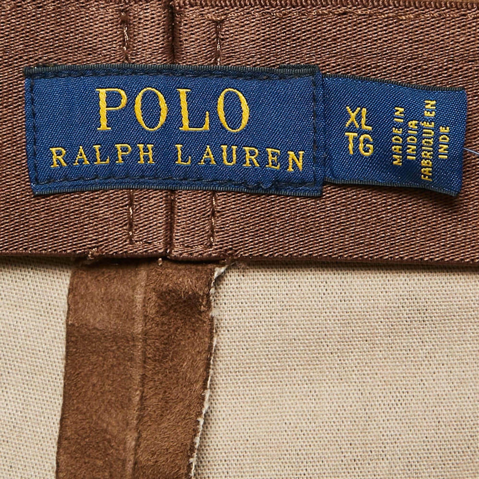 Polo Ralph Lauren Pantalon en daim véritable Brown XL Excellent état - En vente à Dubai, Al Qouz 2