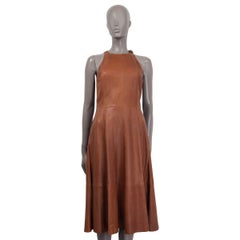 POLO RALPH LAUREN brown leather MIDI Dress 0 XXS