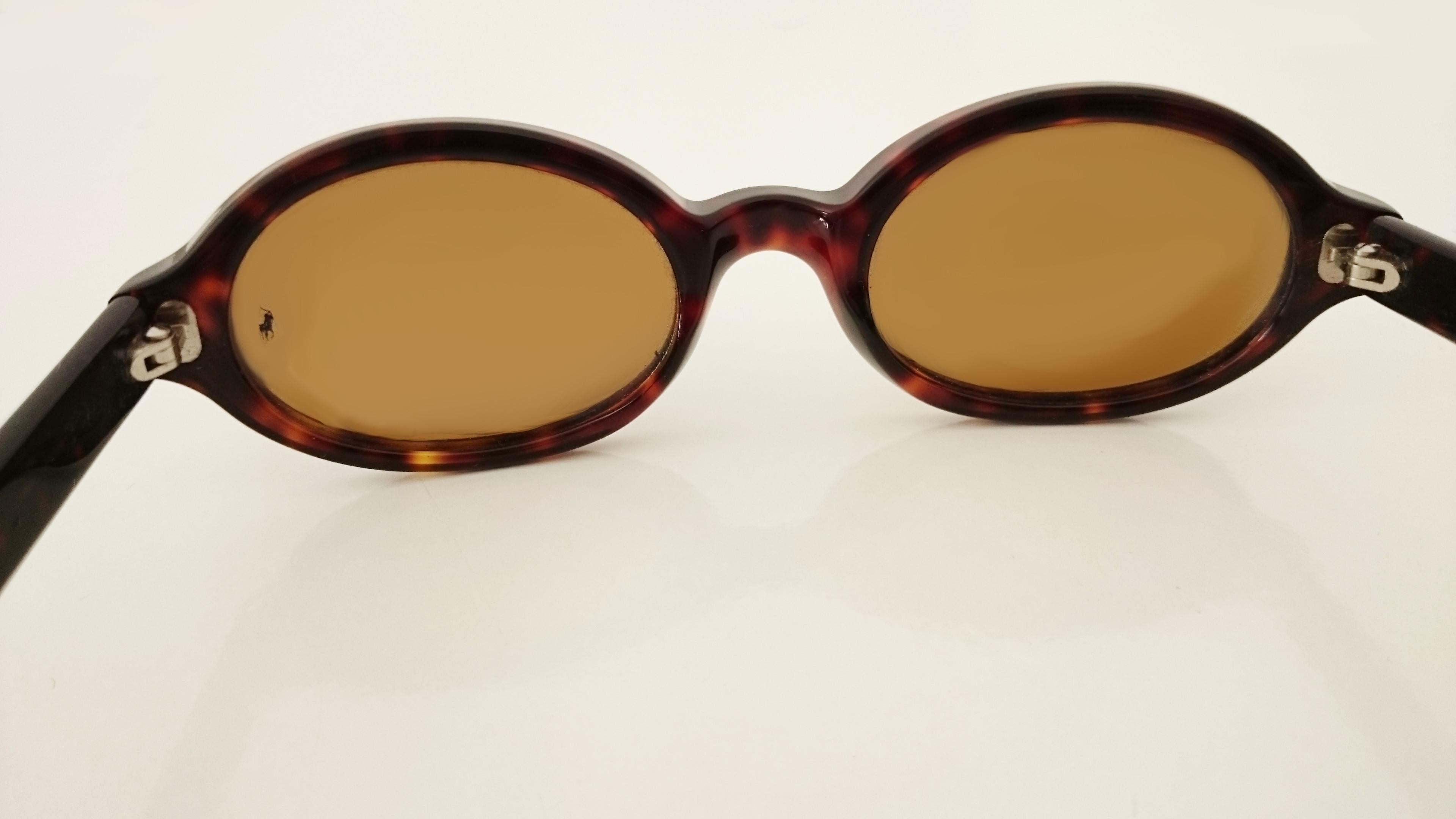 Women's Polo Ralph Lauren Brown Oval Vintage Sunglasses 