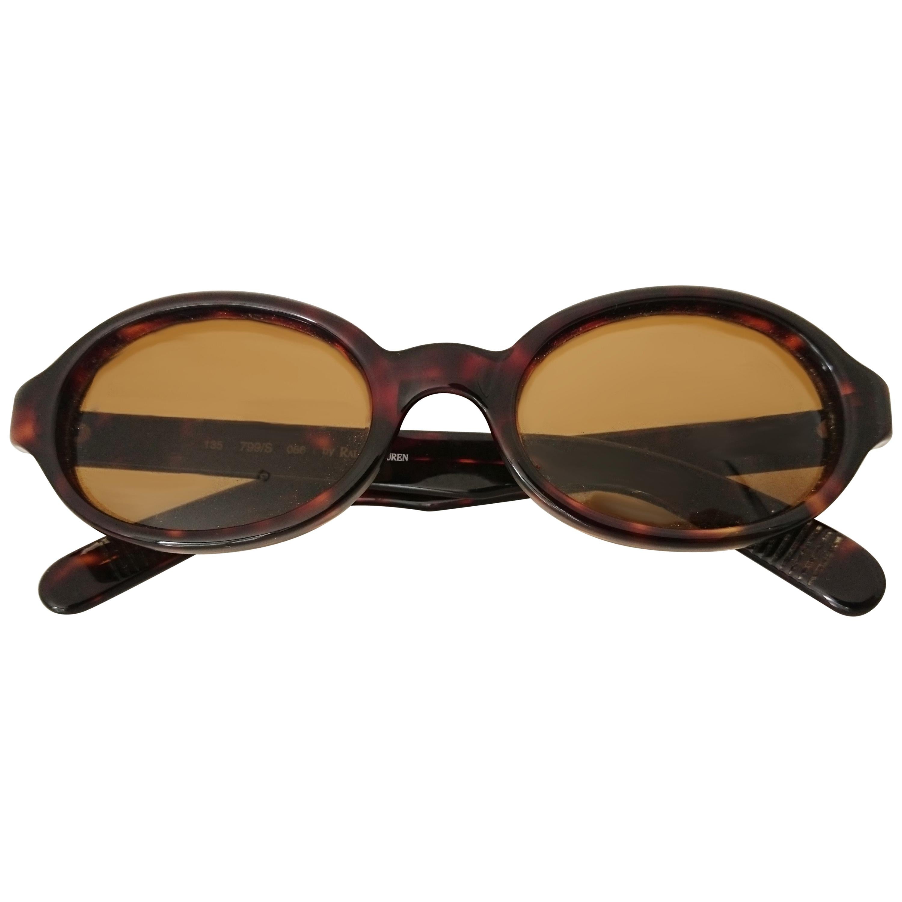Polo Ralph Lauren Brown Oval Vintage Sunglasses 