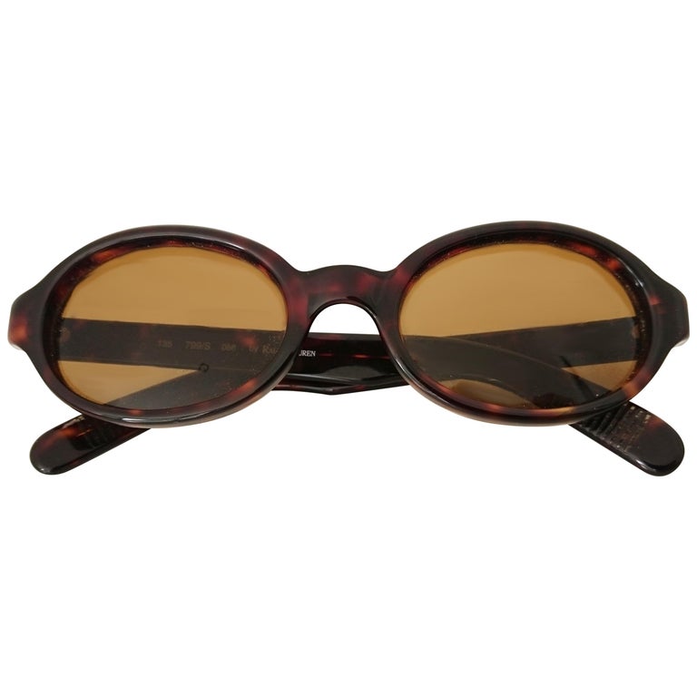 Polo Ralph Lauren Brown Oval Vintage Sunglasses at 1stDibs