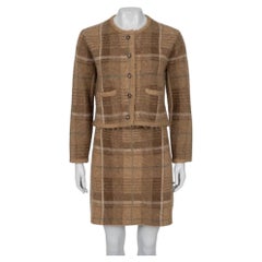 Polo Ralph Lauren Brown Plaid Alpaca Wool Cardigan Skirt Set Size S