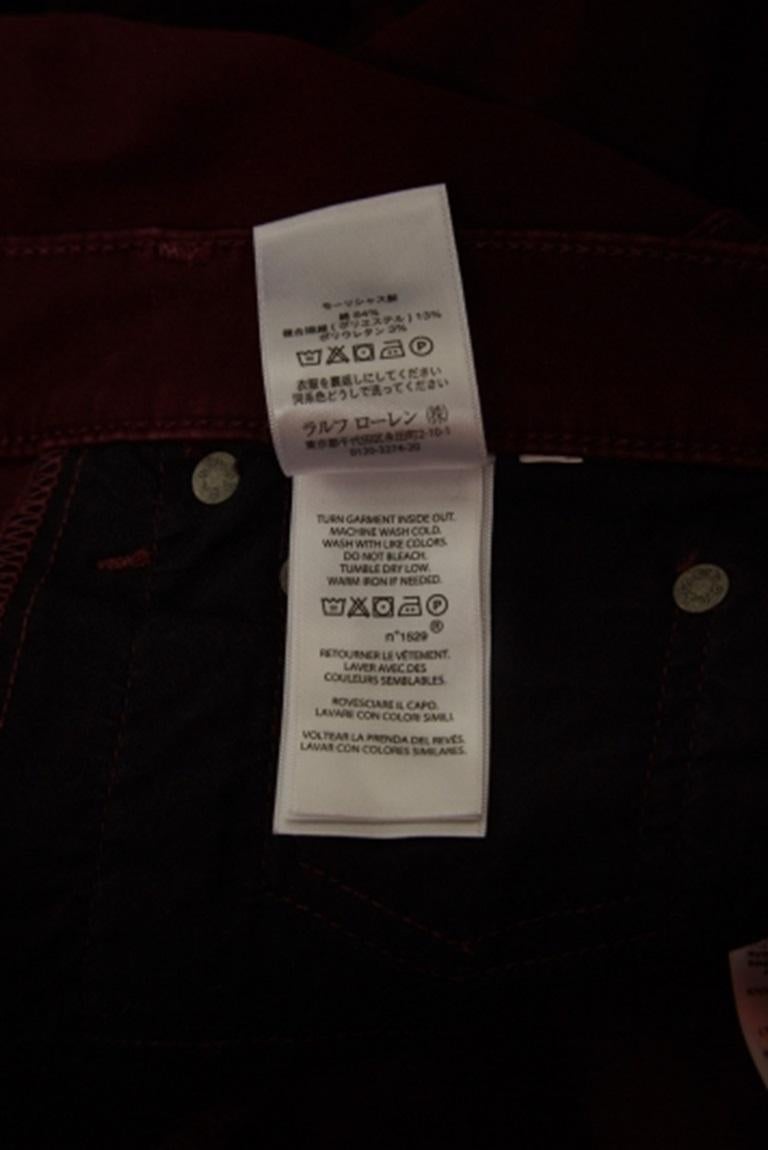 De las mujeres Polo Ralph Lauren Pantalones pitillo de algodón burdeos L en venta