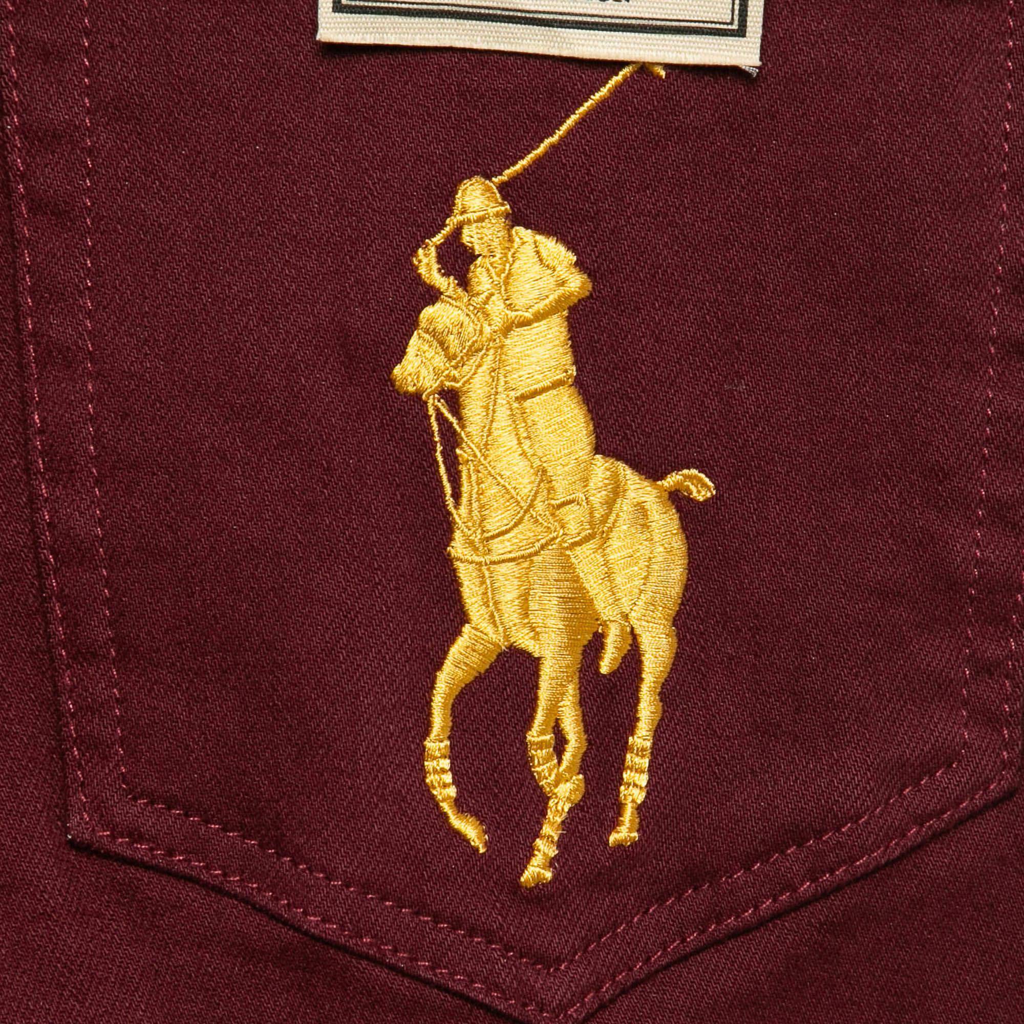 Black Polo Ralph Lauren Burgundy Denim Tompkins High Rise Jeans S Waist 26