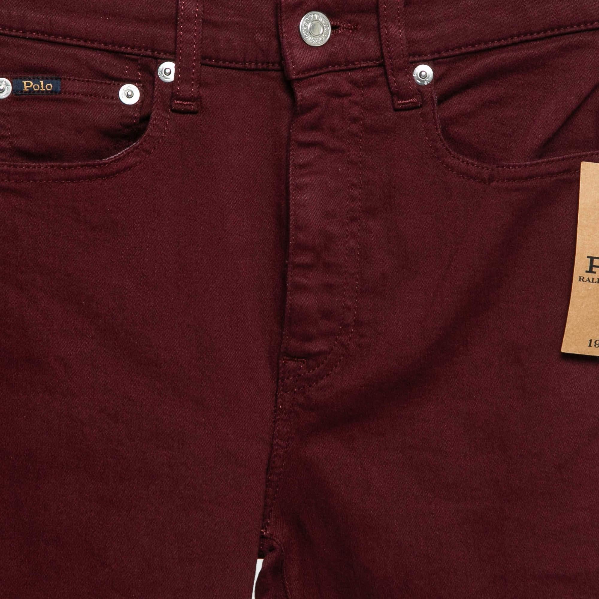 Polo Ralph Lauren Burgundy Denim Tompkins High Rise Jeans S Waist 26