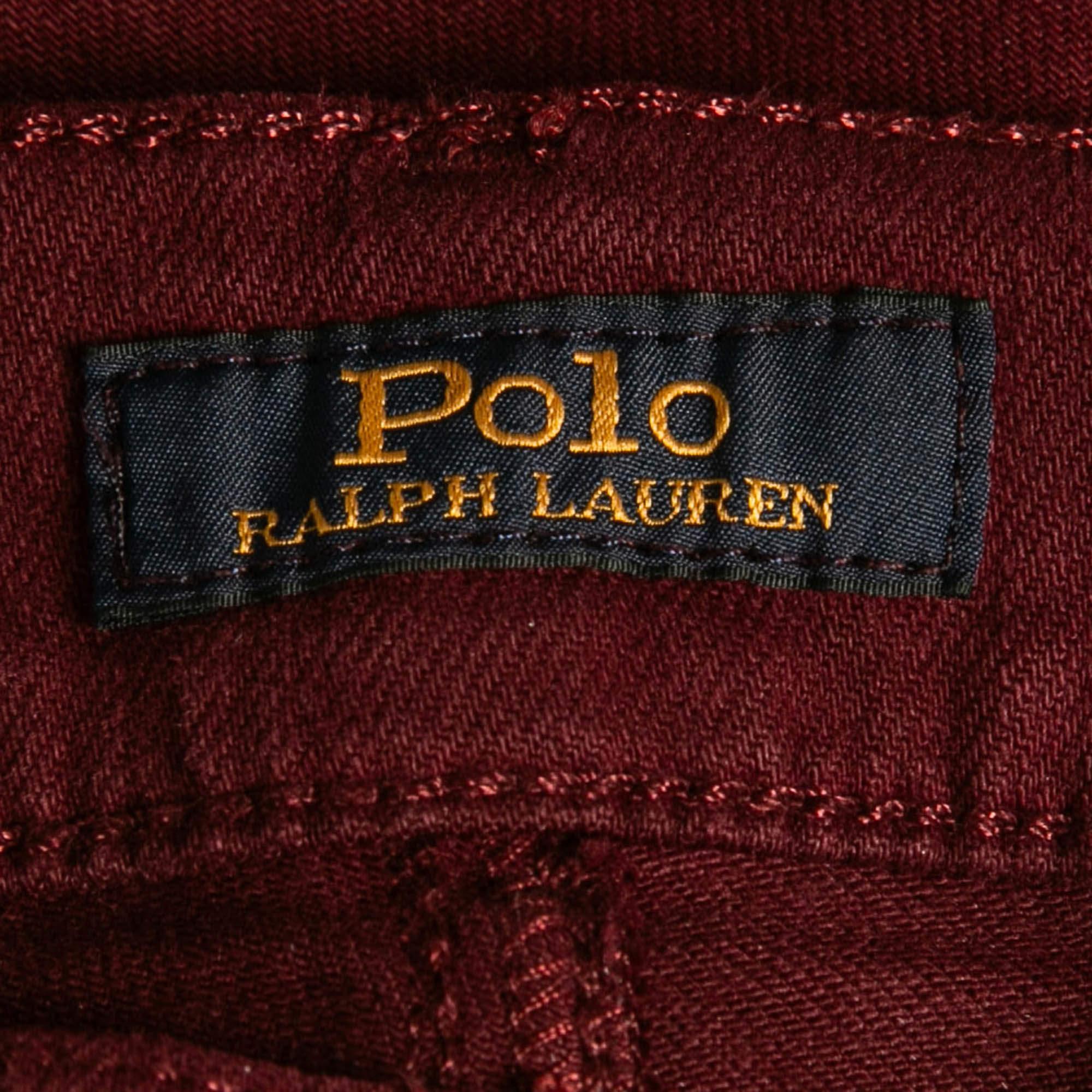 Women's Polo Ralph Lauren Burgundy Denim Tompkins High Rise Jeans S Waist 26
