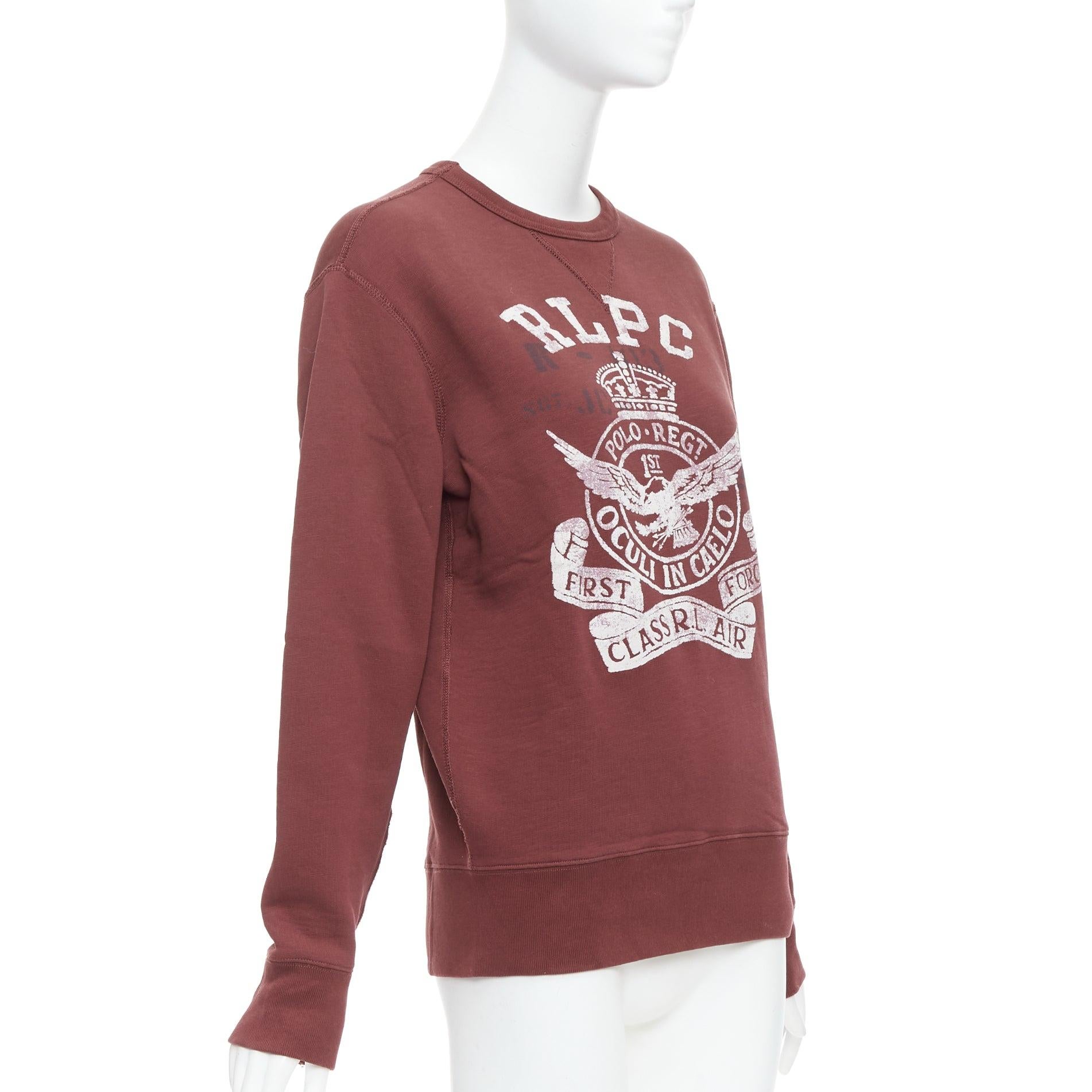 POLO RALPH LAUREN Sudadera polar de algodón varsity burdeos XS Marrón en venta
