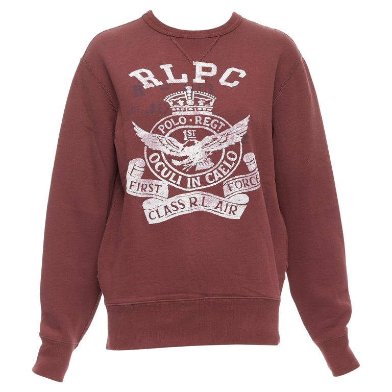 POLO RALPH LAUREN Sudadera polar de algodón varsity burdeos XS en
