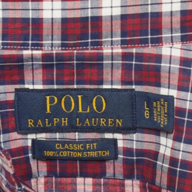 Polo Ralph Lauren Camisa de algodón a cuadros de manga larga L Gris en venta